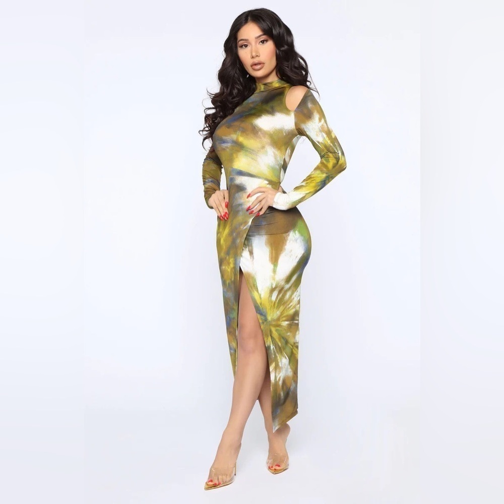 NWT Open front Slit Dress Tie Dye Small - Picture 2 of 5